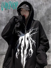 Lunivop Oversize Full Zip Graphic Hoodies Women Grunge Streetwear Black Up Hooded Sweatshirts Men